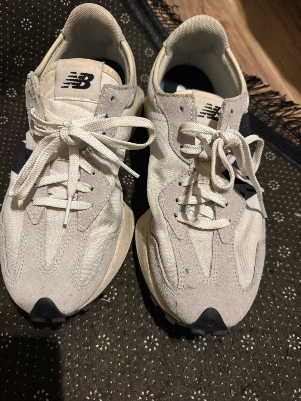 New Balance 327 Sneakers in White and Black Accent